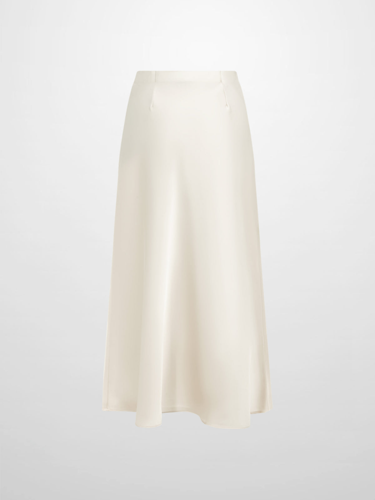 Solid Faux Satin Slip Skirt -  Cream