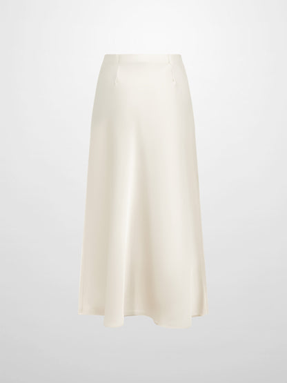Solid Faux Satin Slip Skirt -  Cream