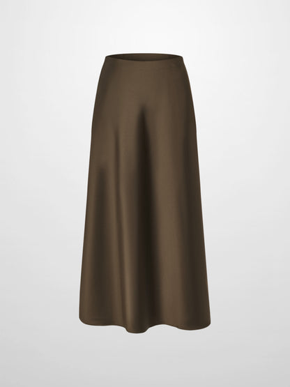 Solid Satin Slip Skirt-Simply Olive
