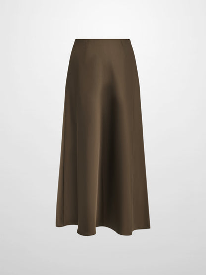 Solid Satin Slip Skirt-Simply Olive