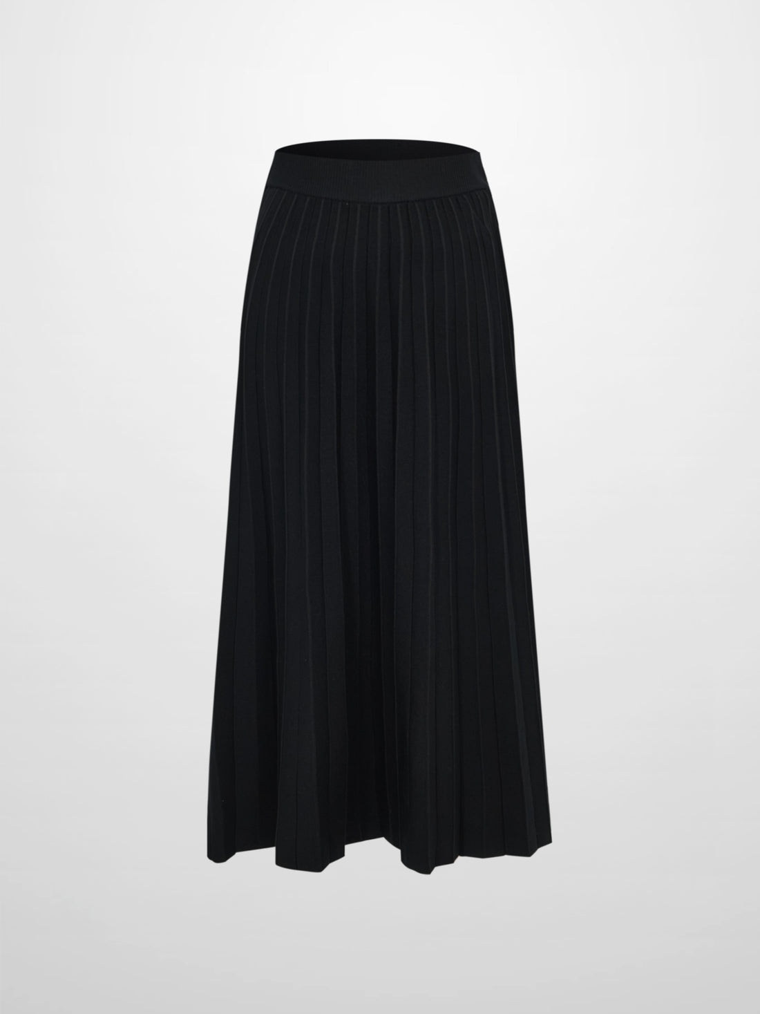 Pleated Knit Maxi Skirt - Black