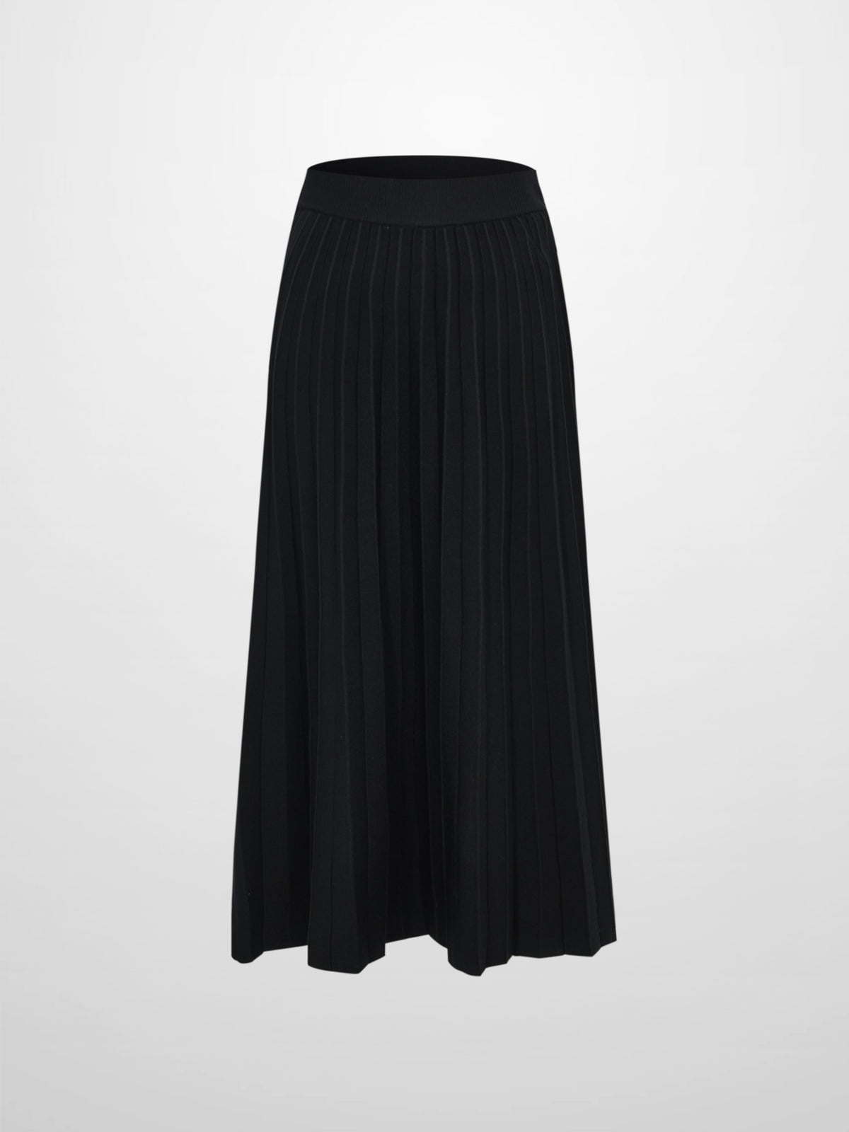 Pleated Knit Maxi Skirt - Black