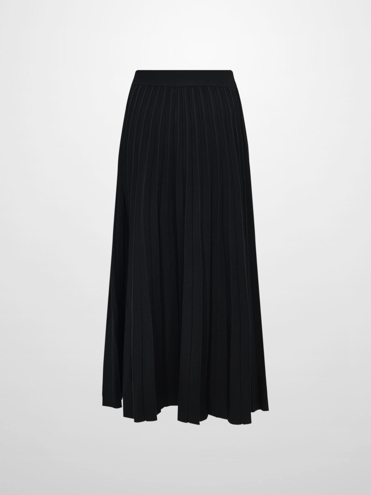 Pleated Knit Maxi Skirt - Black
