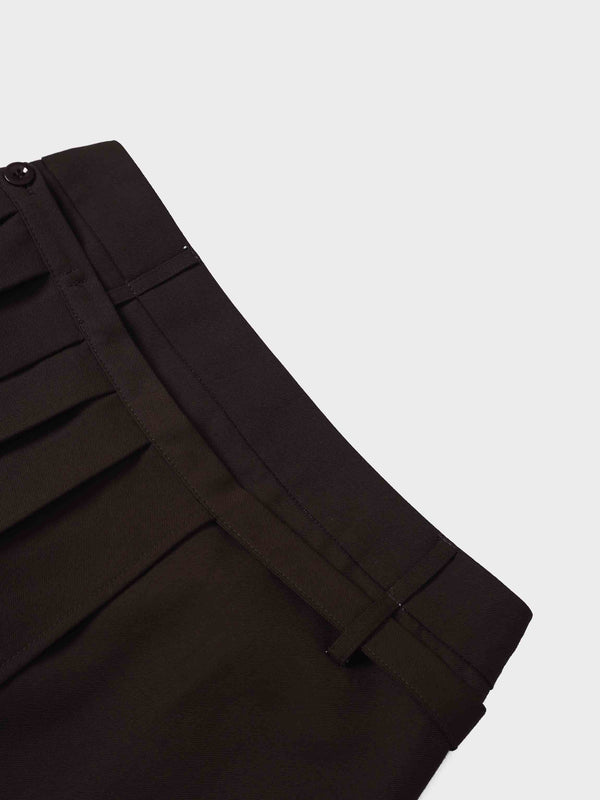 Pencil Pleat Combo Skirt-Dark Brown