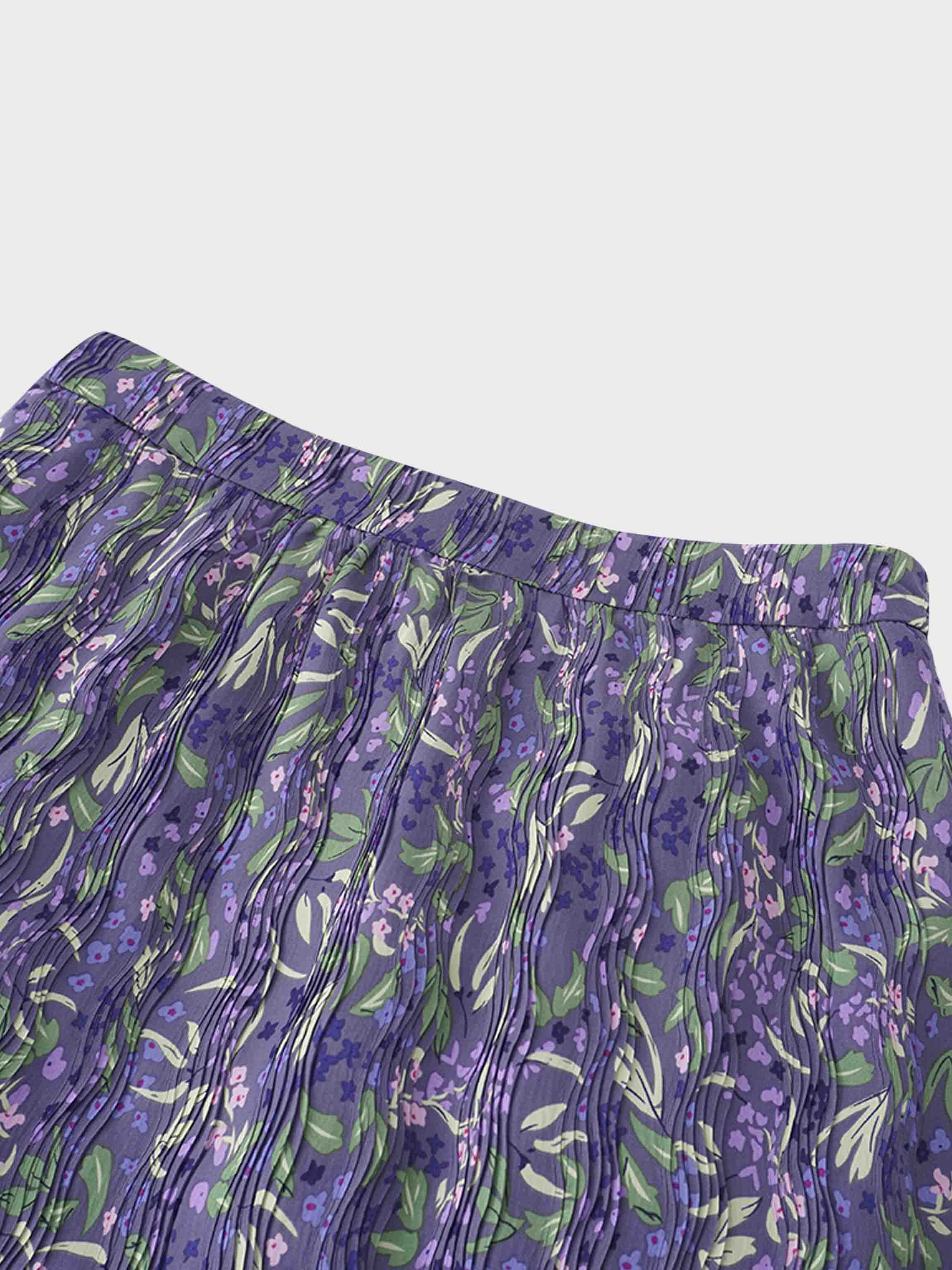 Layered Pintuck Pleated Skirt-Lavender Blossom