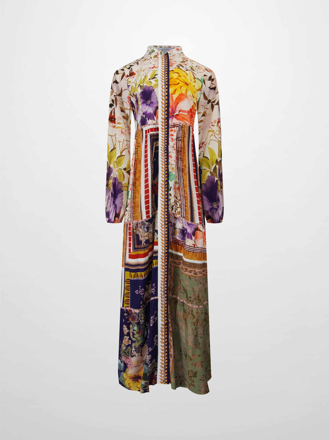 Peasant Belted Dress-Multi Colored