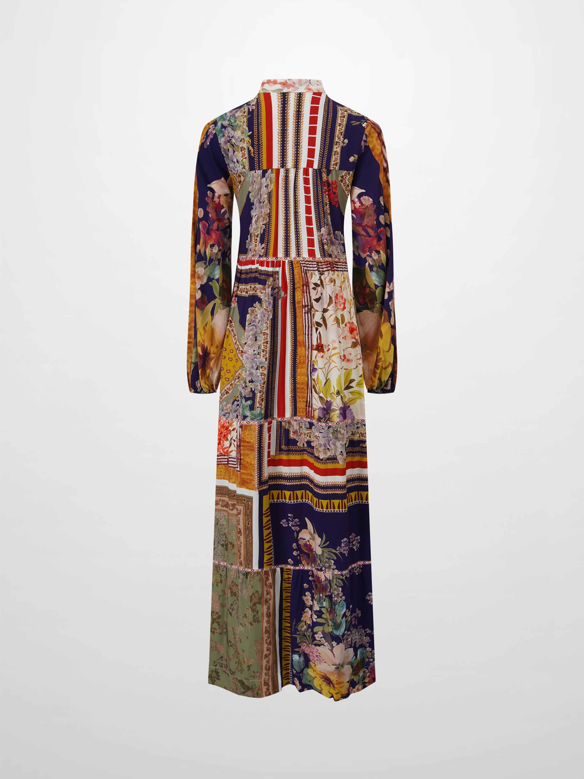 Peasant Belted Dress-Multi Colored