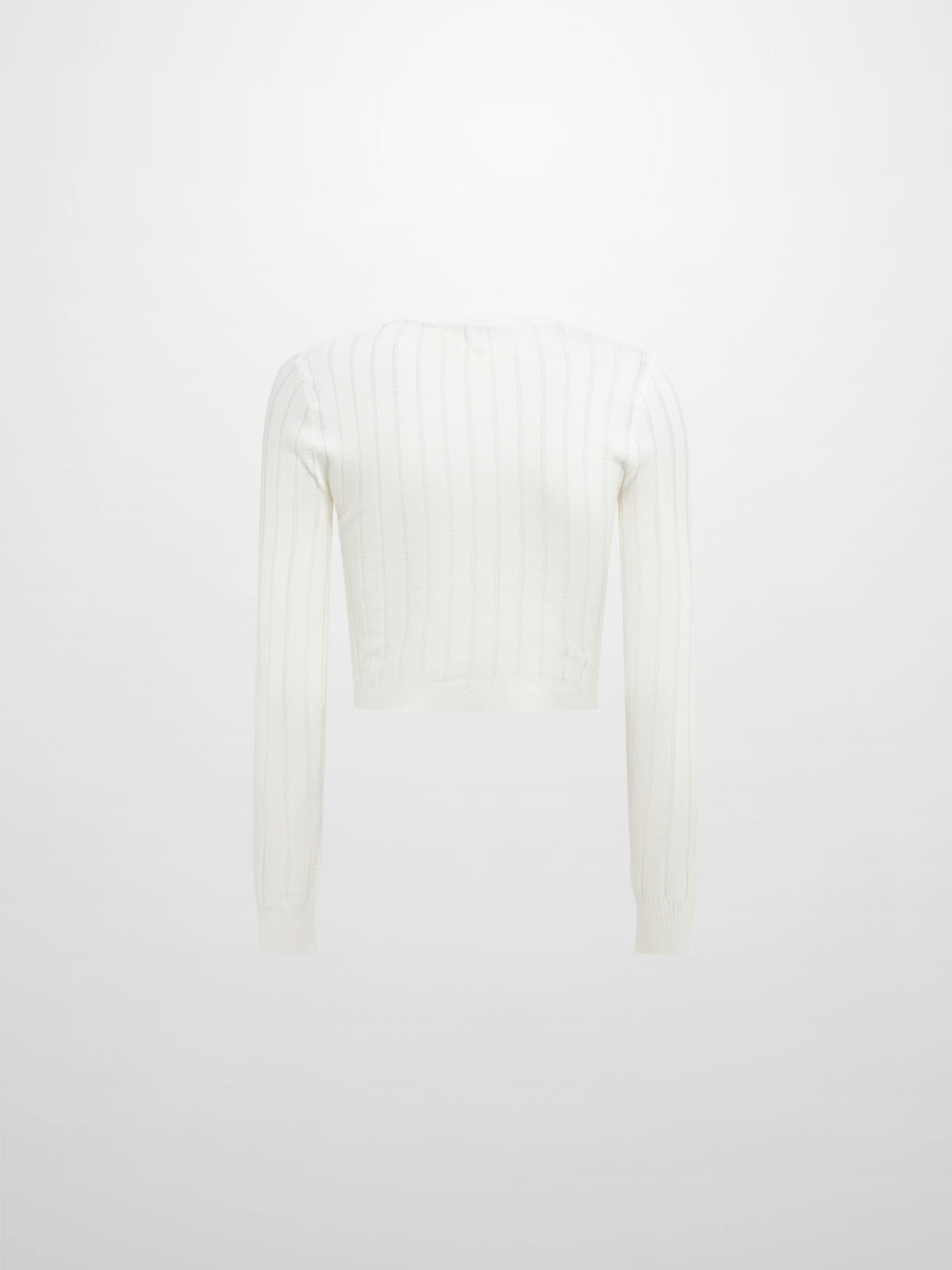 Silk Knit Ribbed Cardigan 17"- Cream