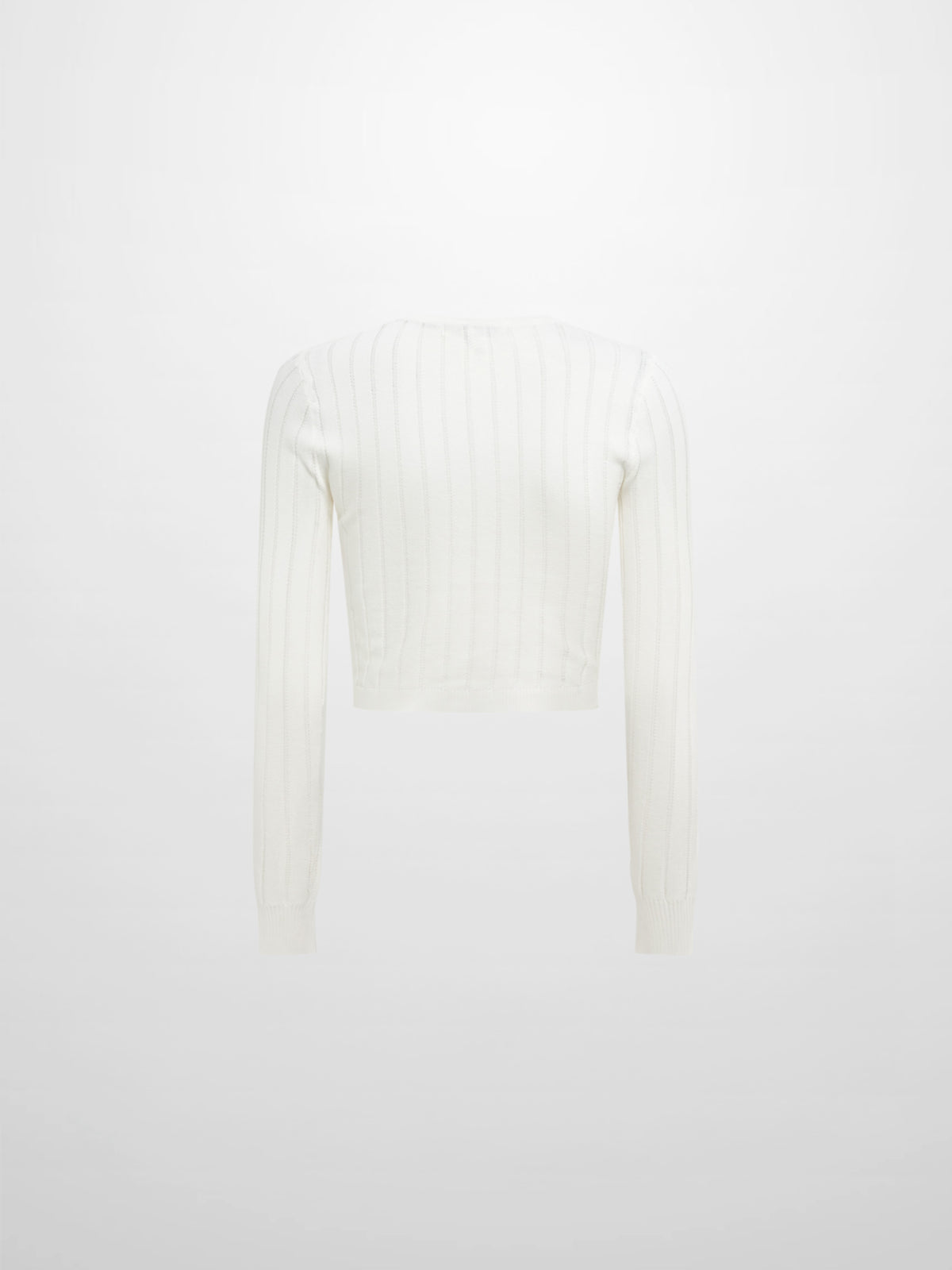 Silk Knit Ribbed Cardigan 17"- Cream