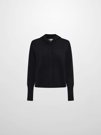 Soft Knit Hoodie Cardigan - Black