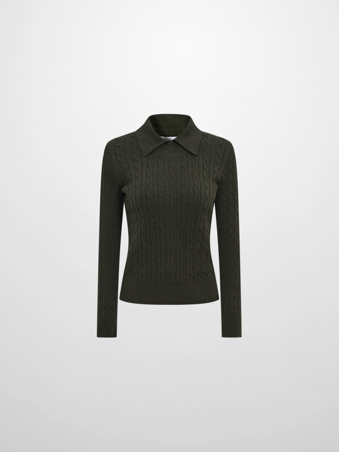 Collared Cable Sweater - Green