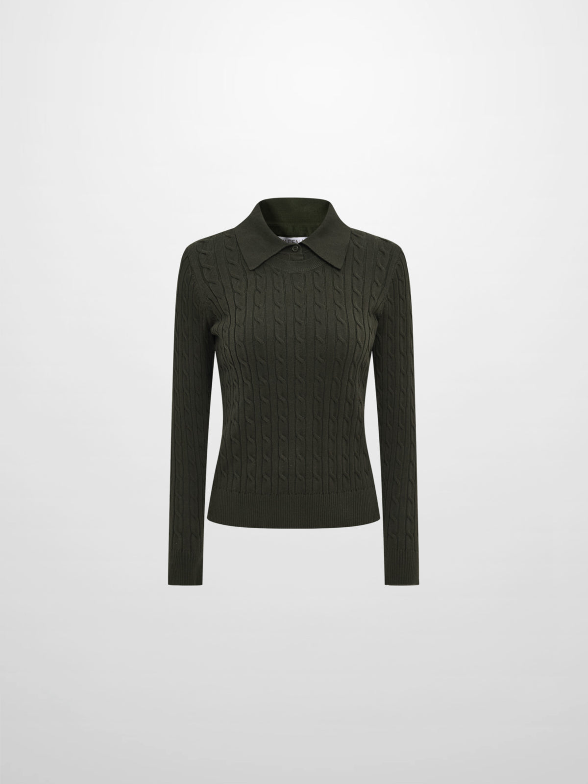 Collared Cable Sweater - Green