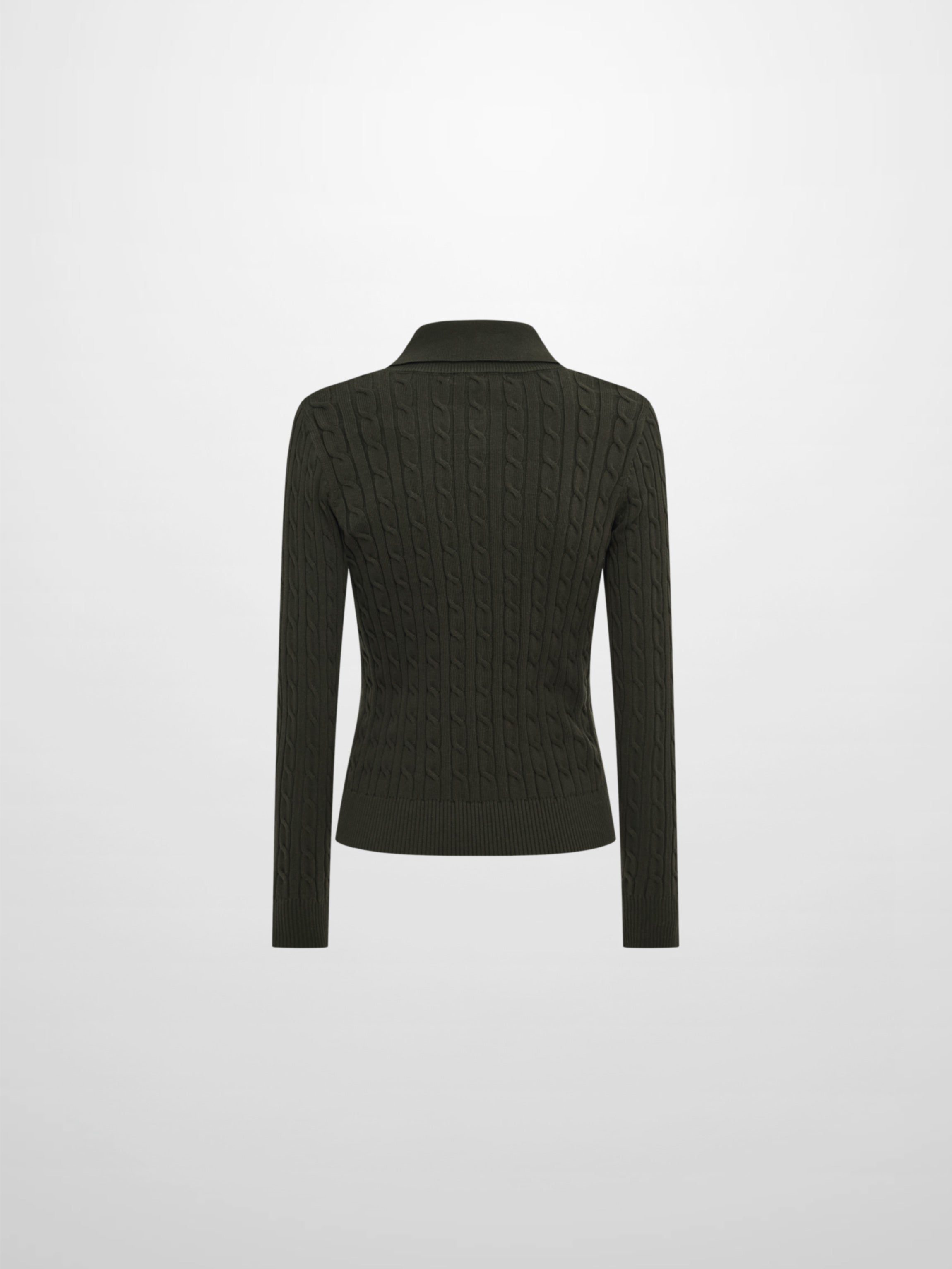 Collared Cable Sweater - Green