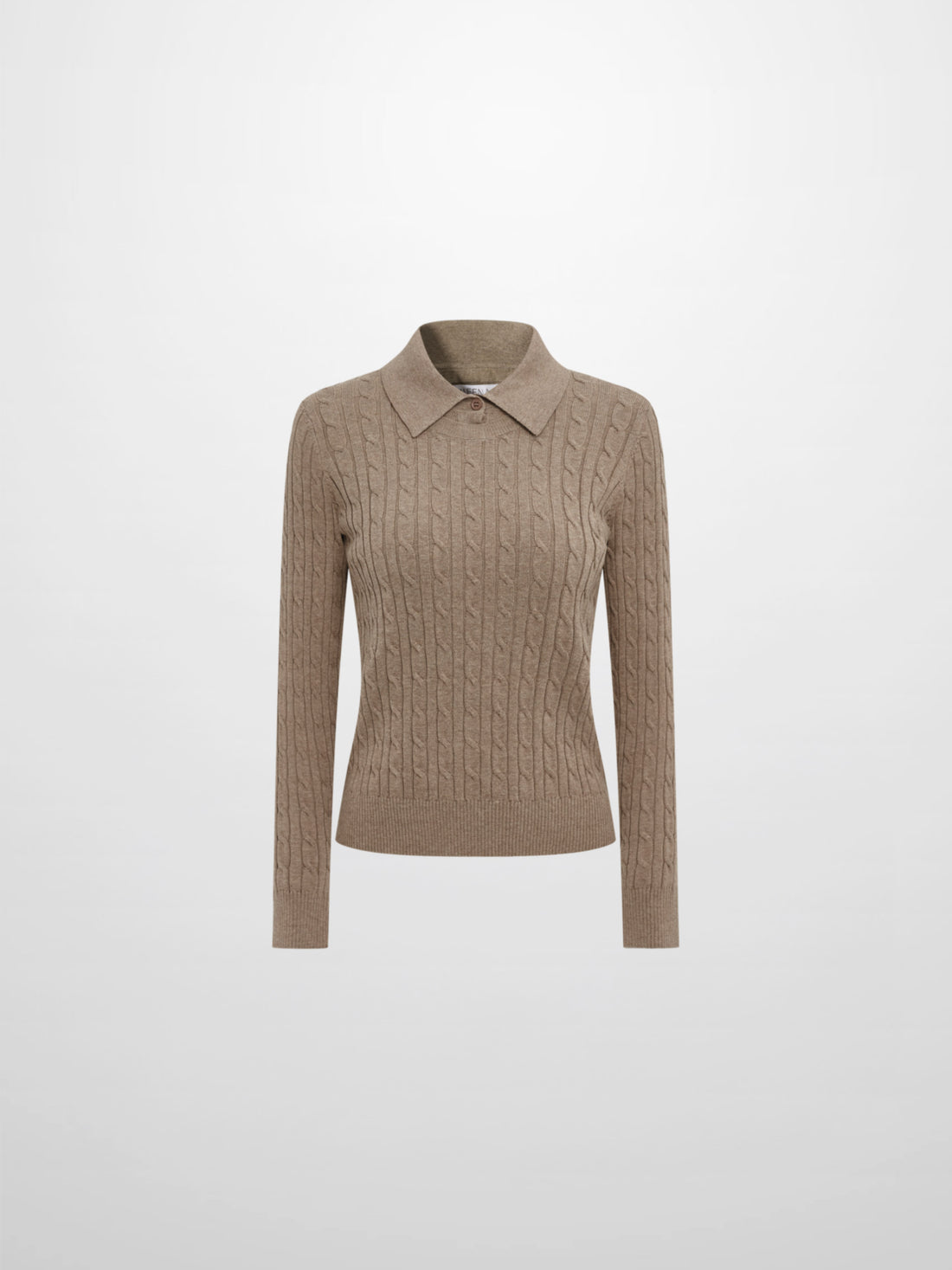 Collared Cable Sweater - Warm Taupe