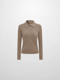Collared Cable Sweater - Warm Taupe