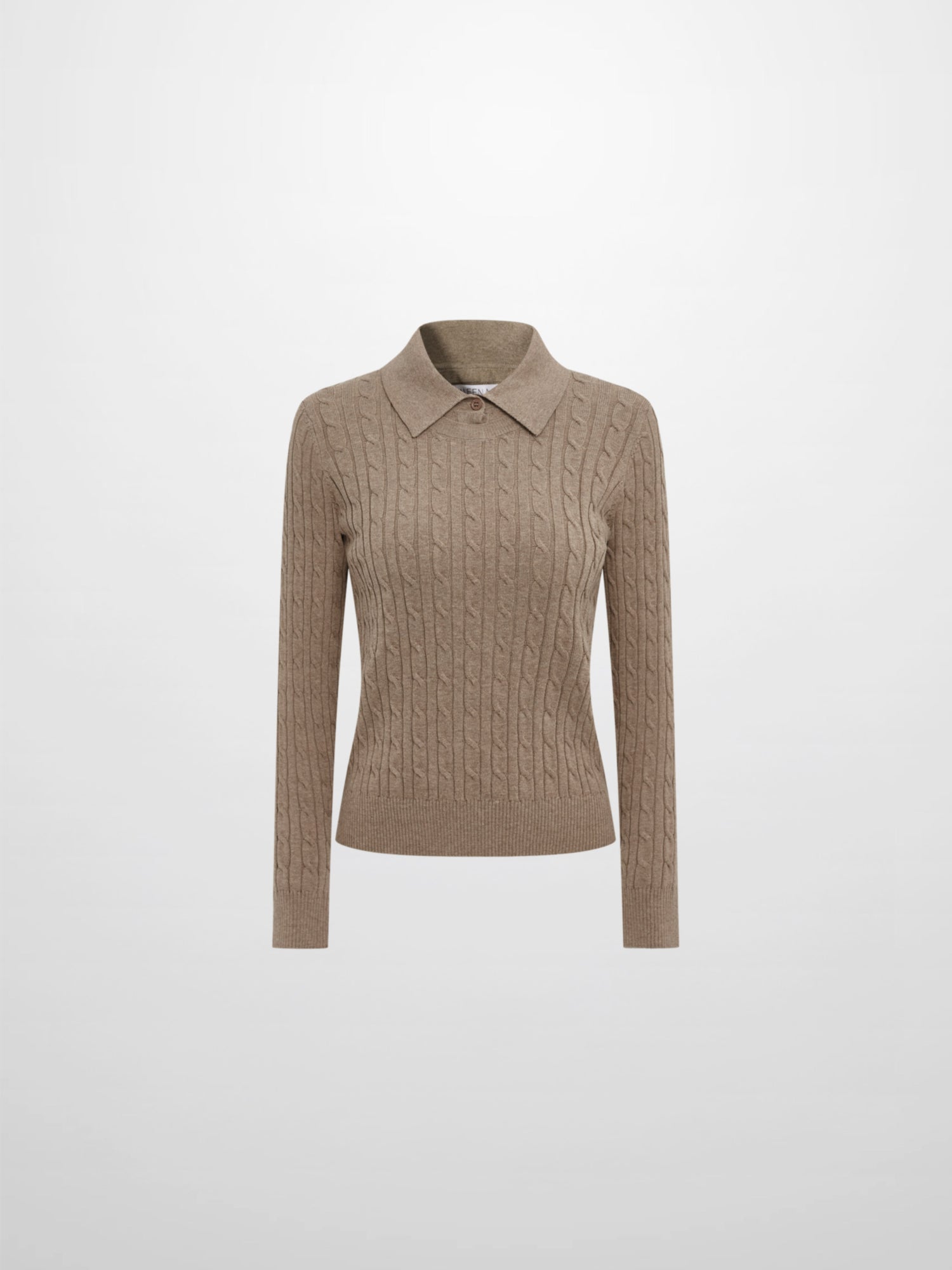 Collared Cable Sweater - Warm Taupe