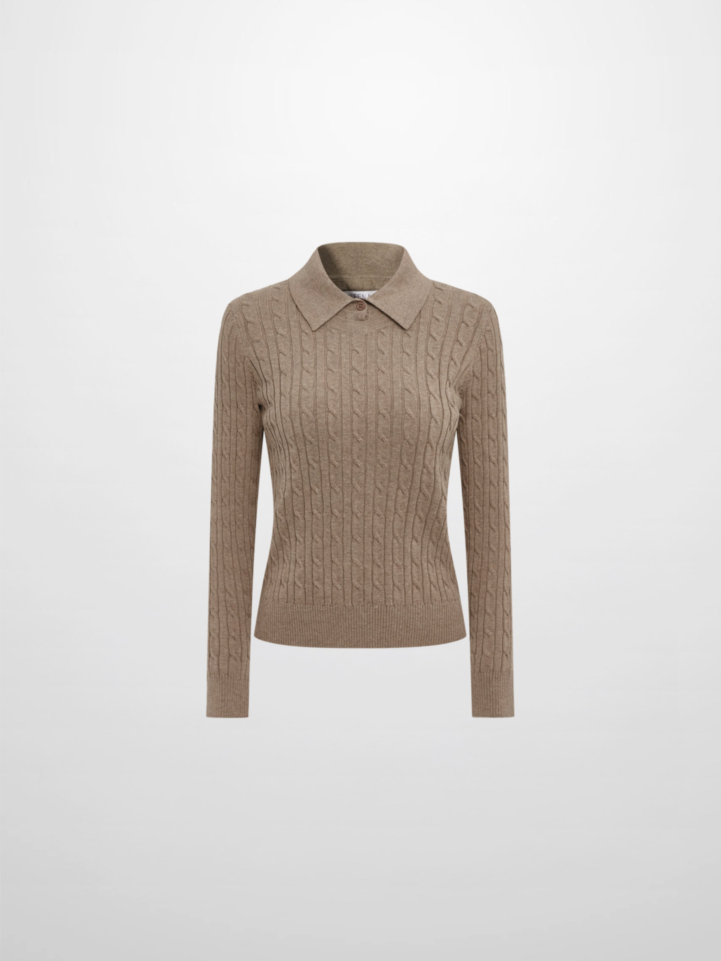 Collared Cable Sweater - Warm Taupe