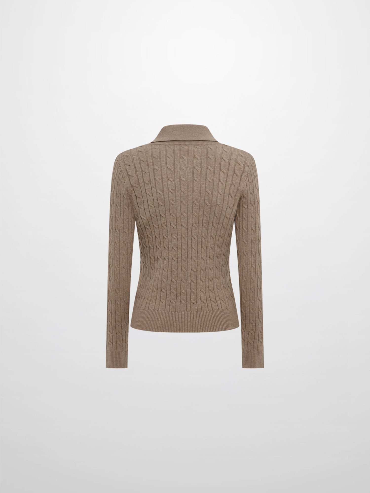 Collared Cable Sweater - Warm Taupe