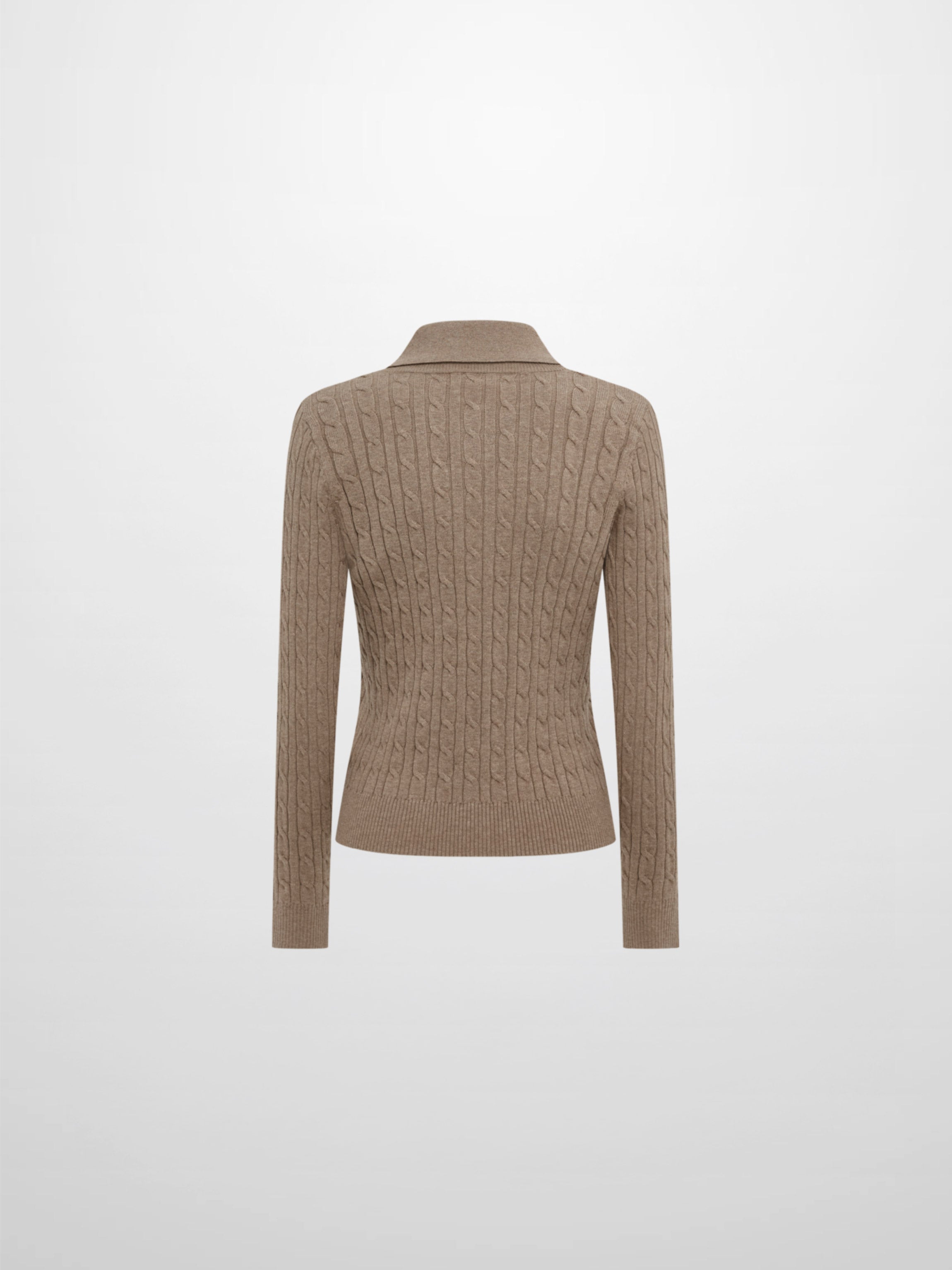 Collared Cable Sweater - Warm Taupe