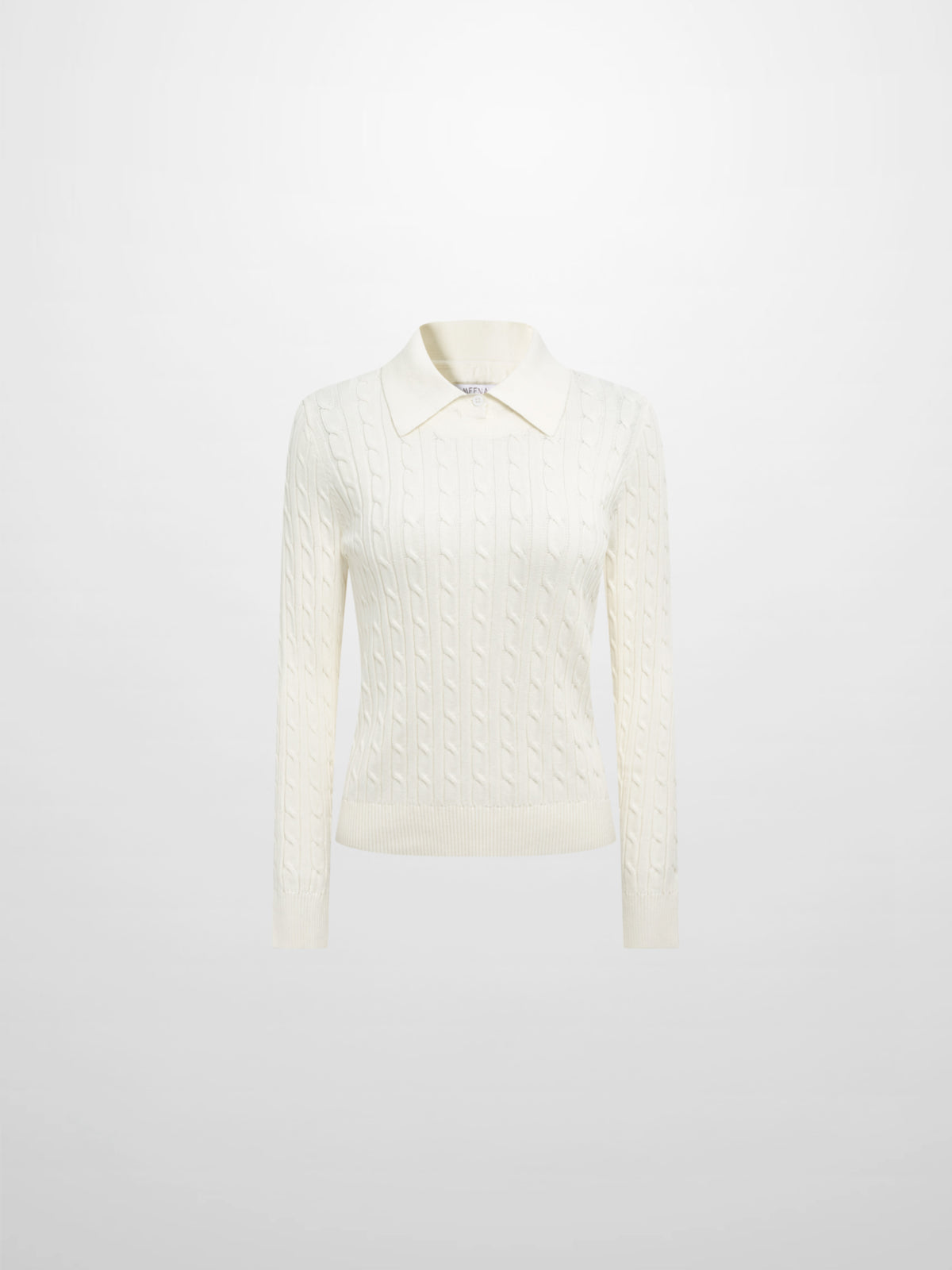 Collared Cable Sweater - Cream