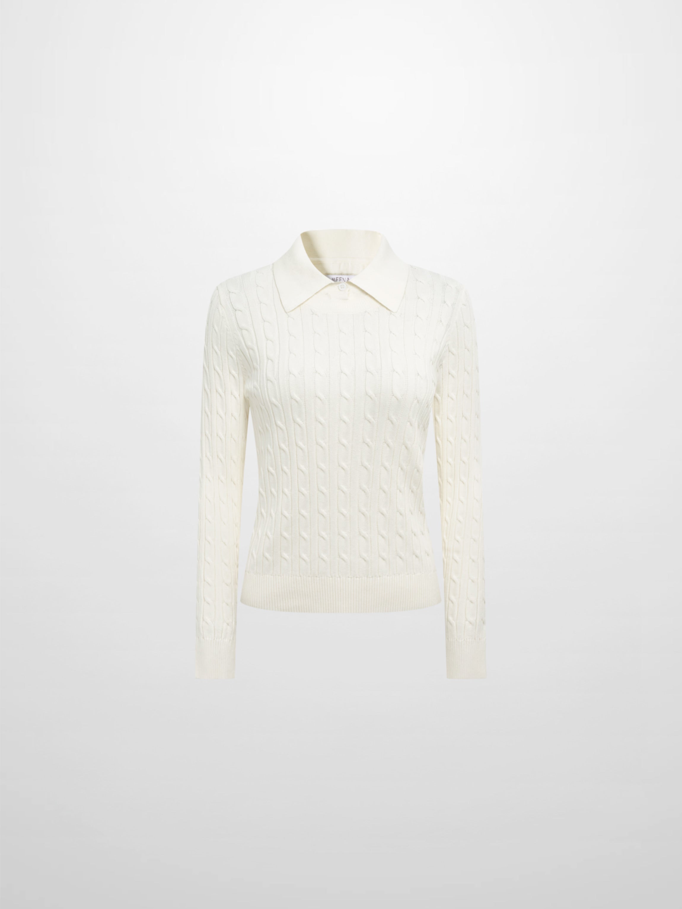 Collared Cable Sweater - Cream