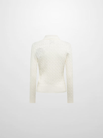 Collared Cable Sweater - Cream