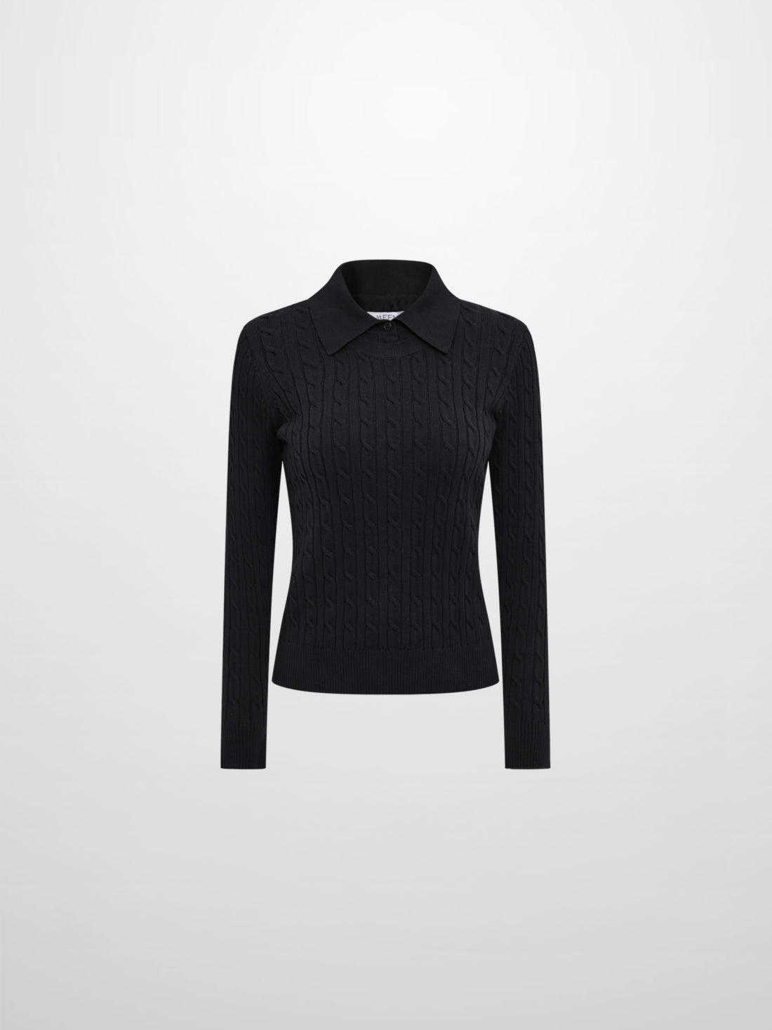 Collared Cable Sweater - Black