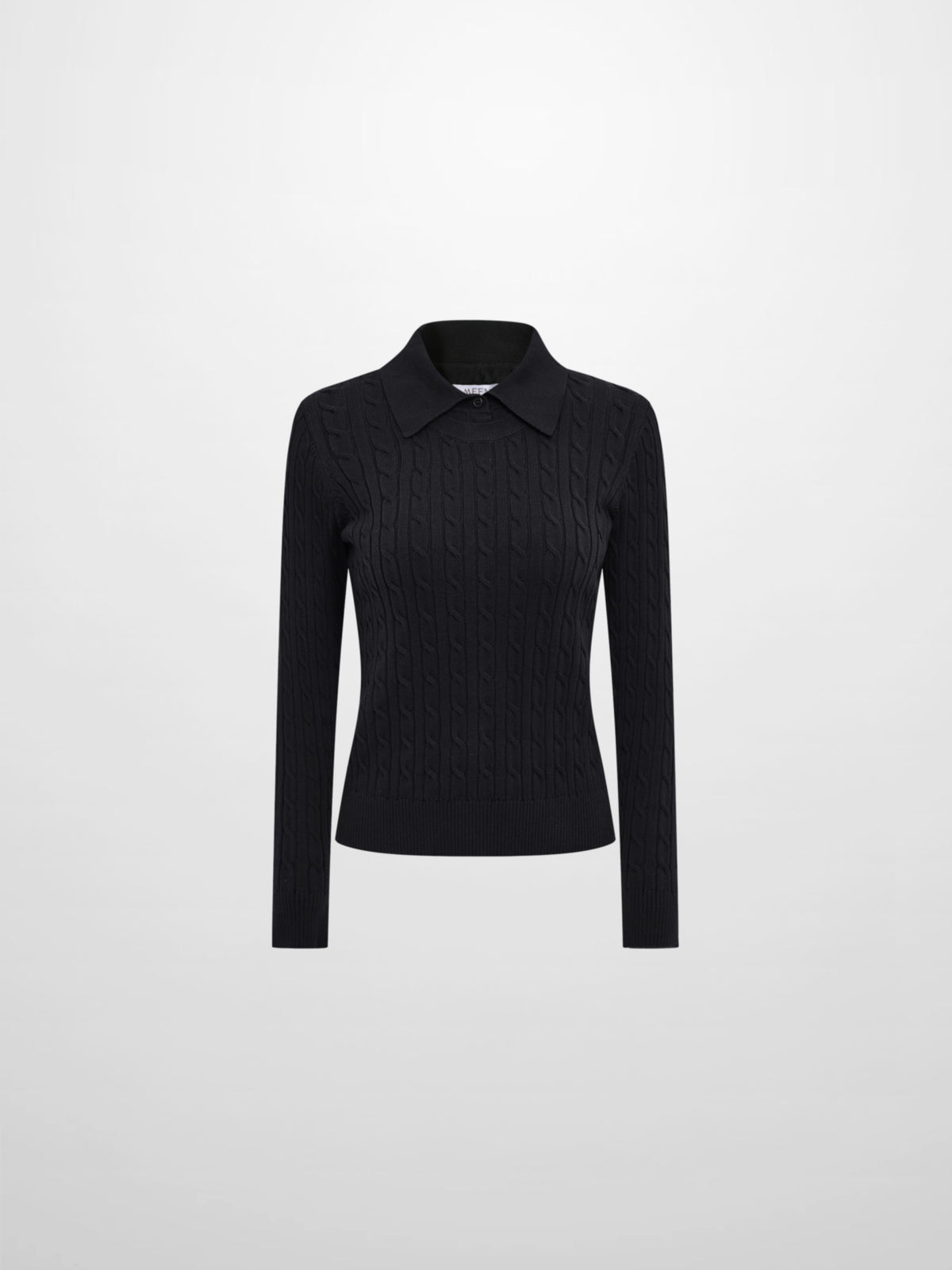 Collared Cable Sweater - Black