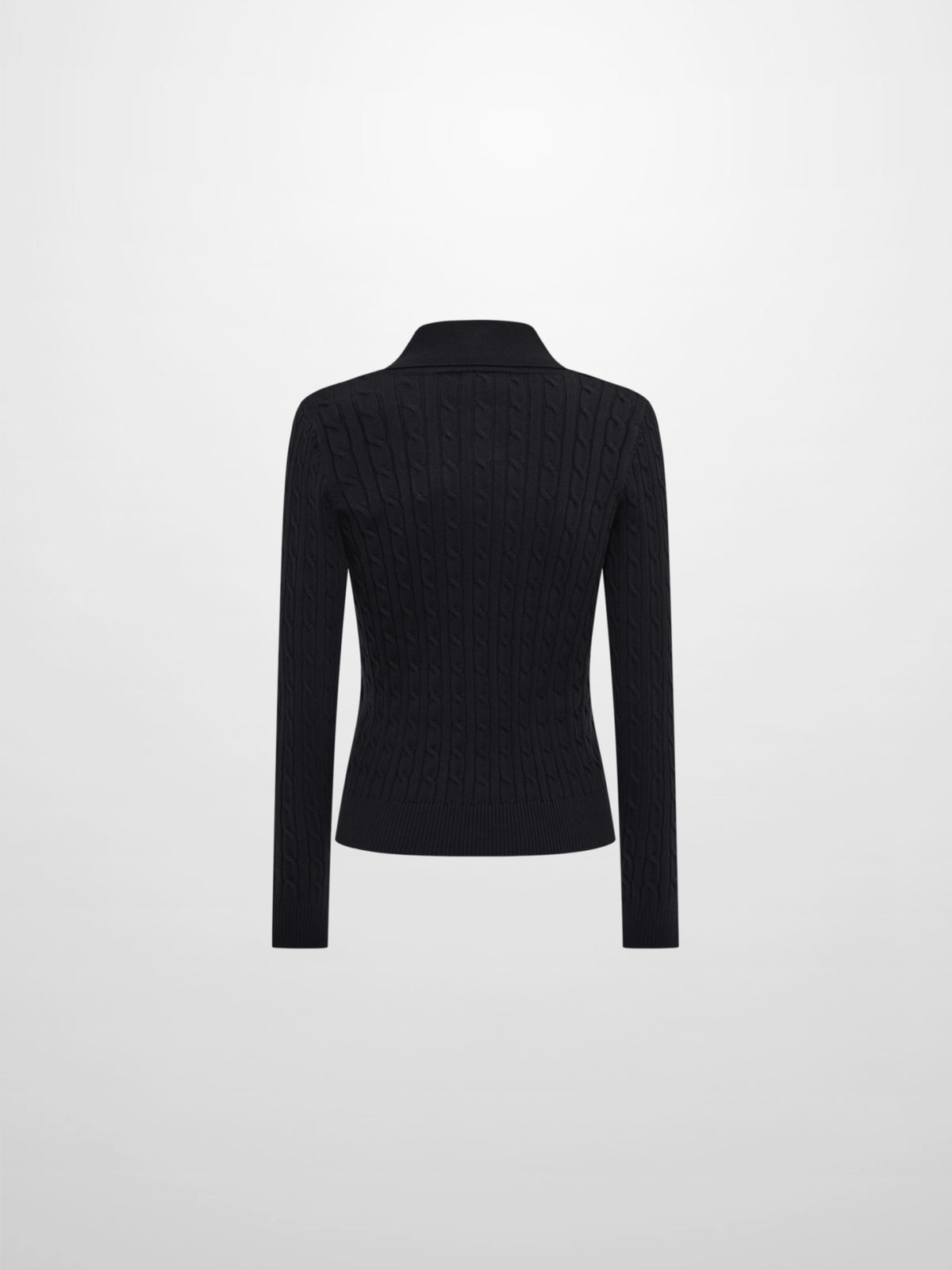 Collared Cable Sweater - Black