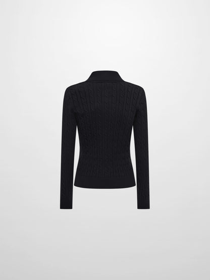 Collared Cable Sweater - Black