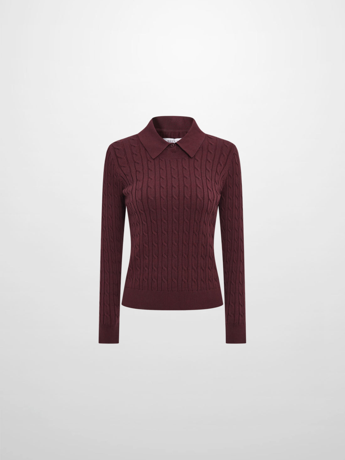 Collared Cable Sweater - Burgundy