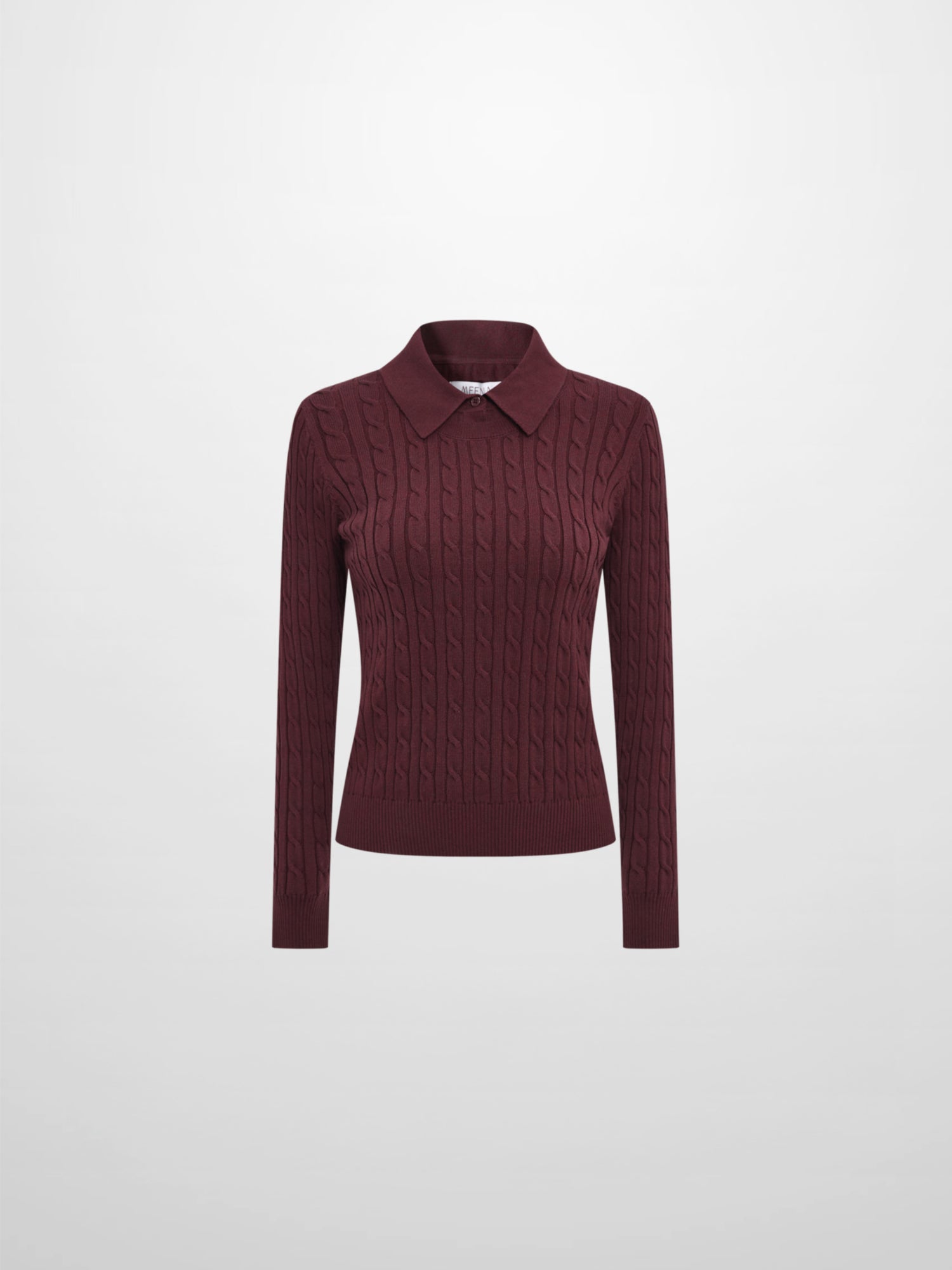 Collared Cable Sweater - Burgundy