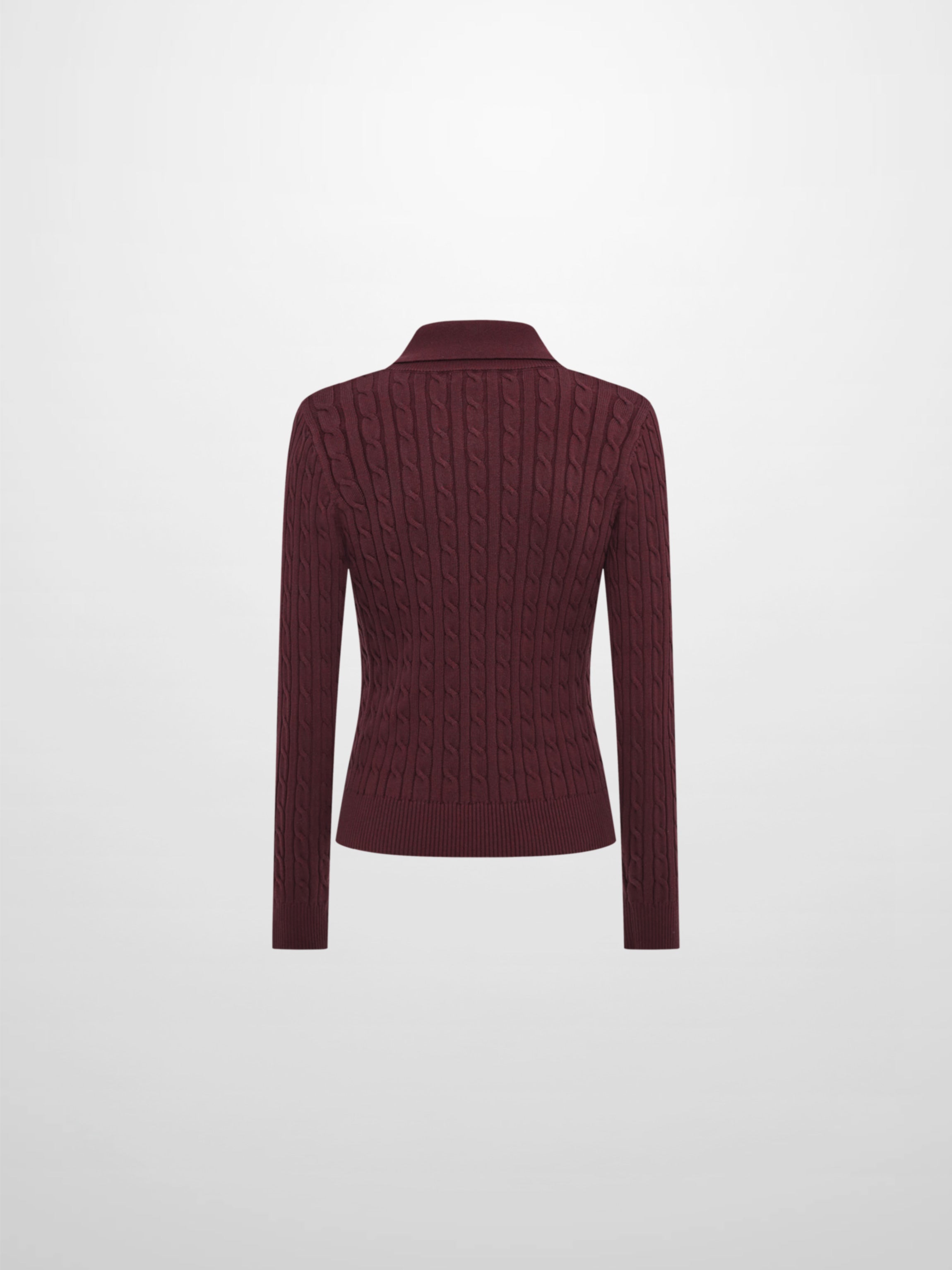 Collared Cable Sweater - Burgundy