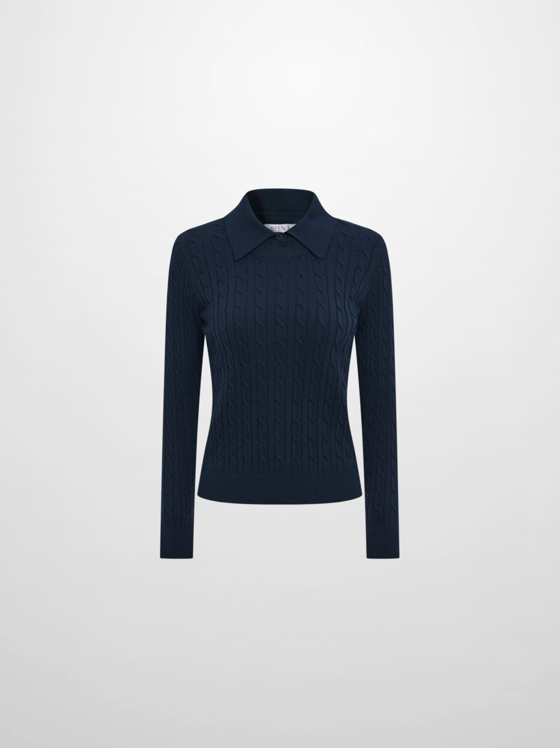 Collared Cable Sweater - Navy