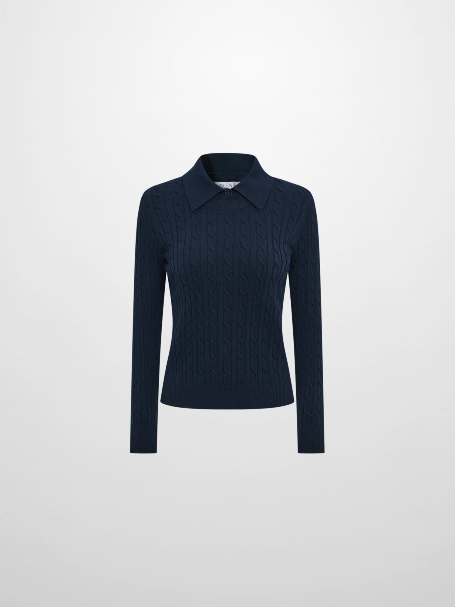 Collared Cable Sweater - Navy
