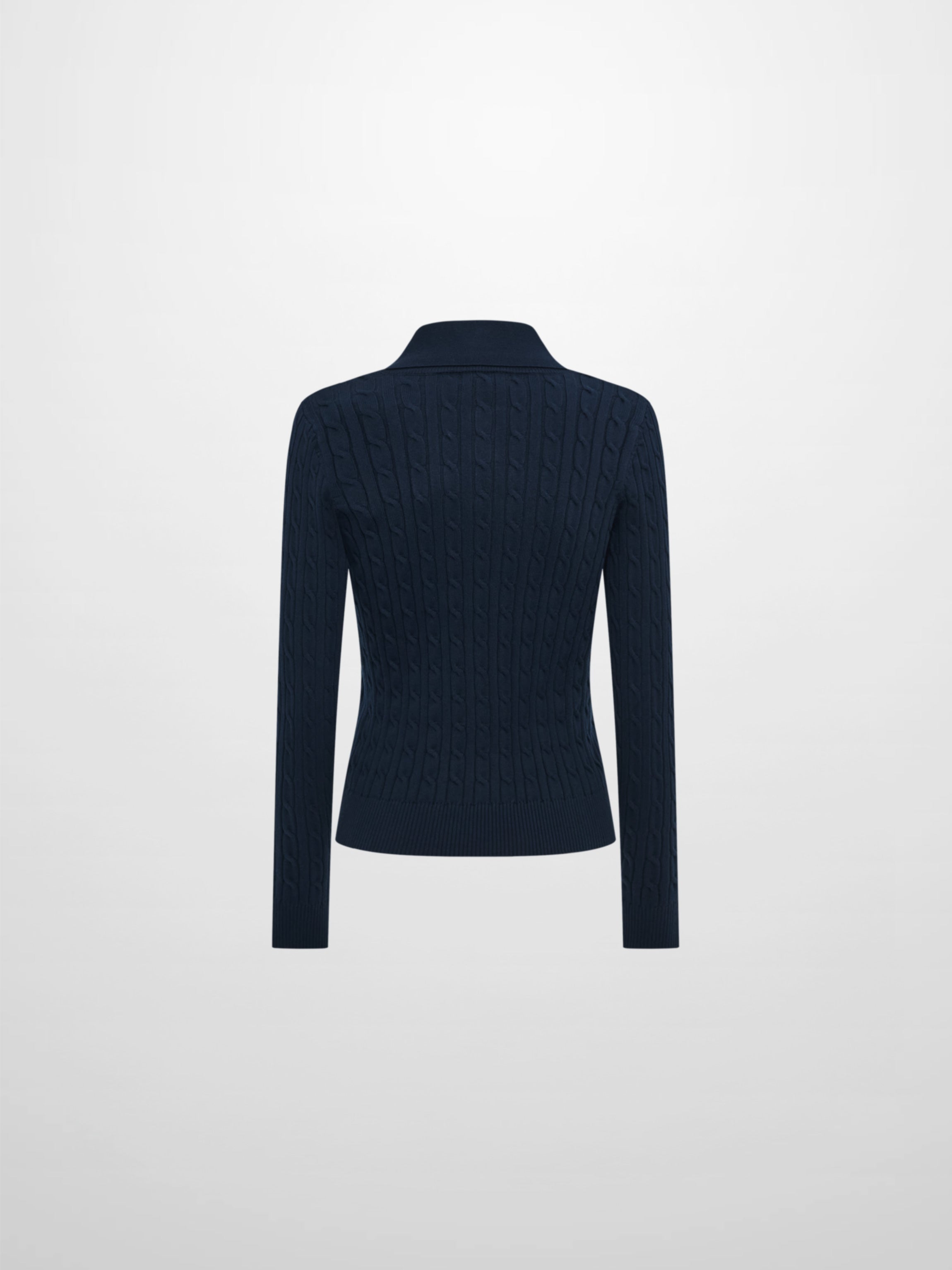 Collared Cable Sweater - Navy