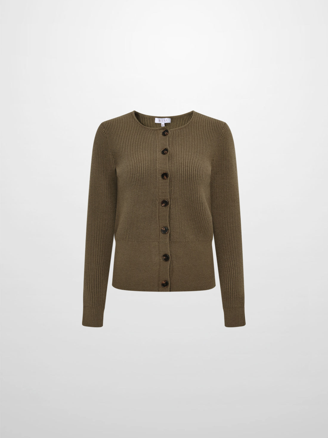 Boxy Crew Neck Button Down Cardigan - Olive