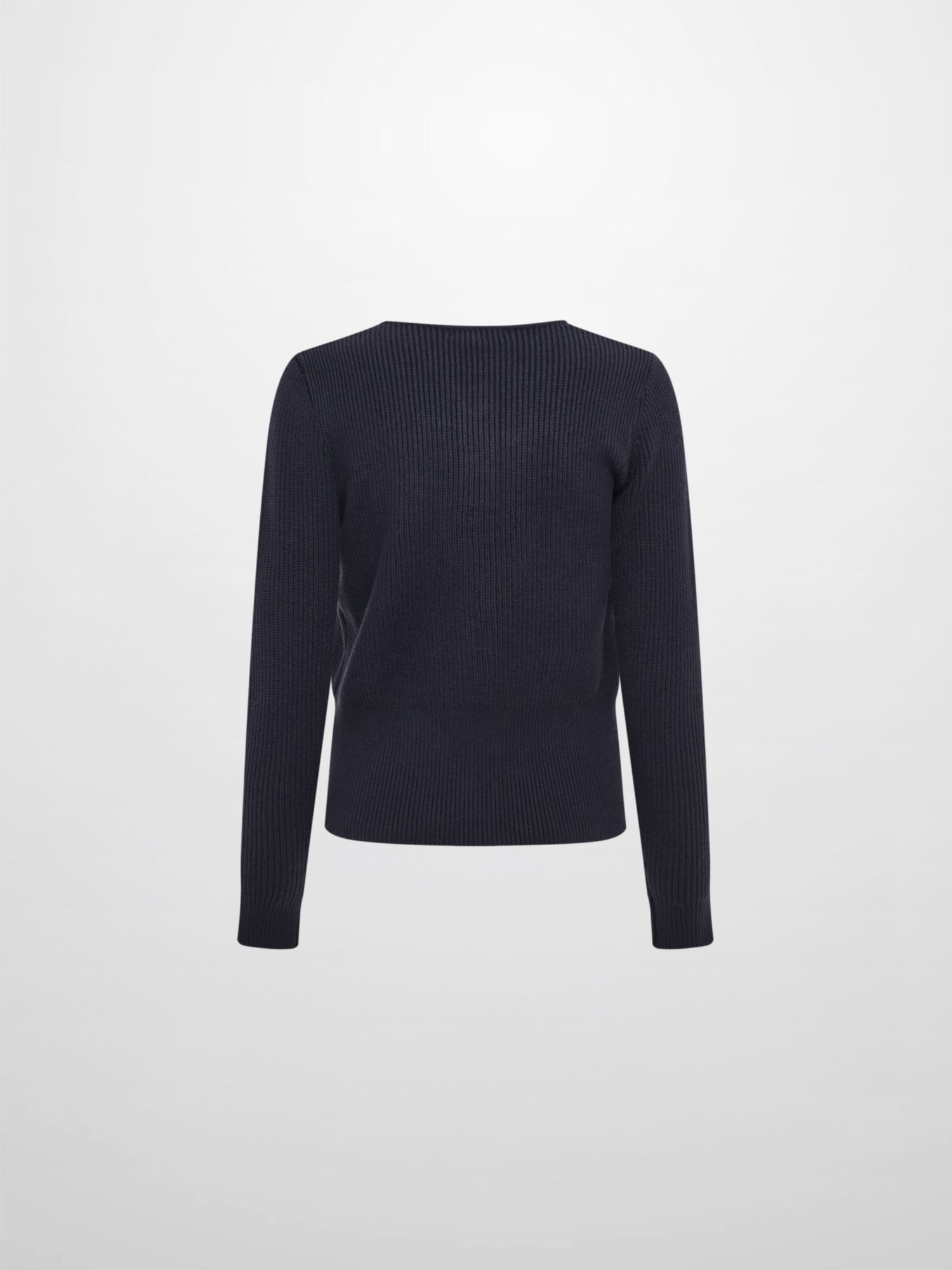 Boxy Crew Neck Button Down Cardigan - Navy