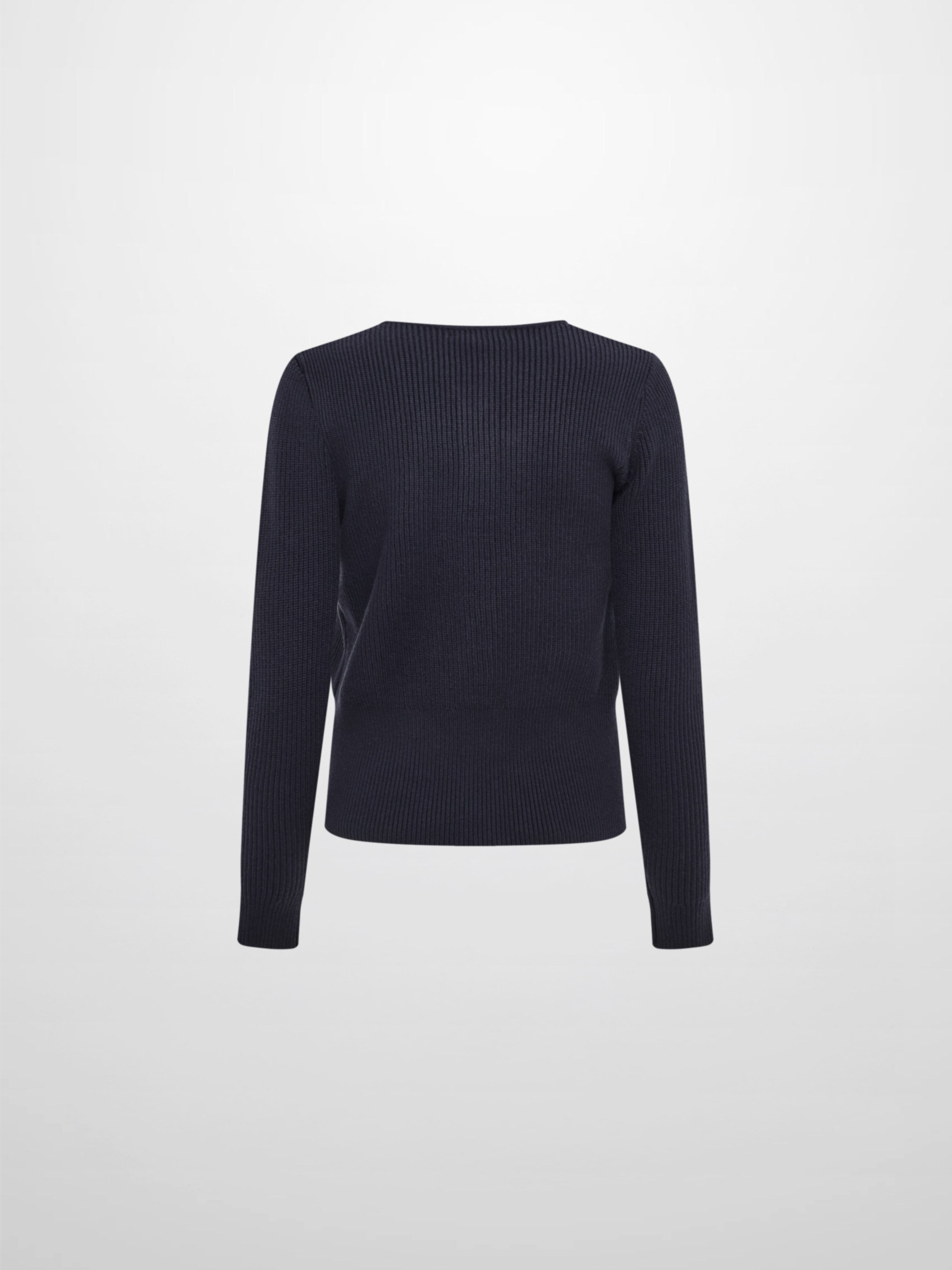 Boxy Crew Neck Button Down Cardigan - Navy