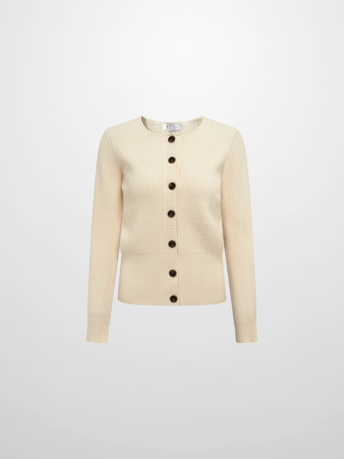 Boxy Crew Neck Button Down Cardigan - Cream