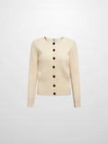 Boxy Crew Neck Button Down Cardigan - Cream