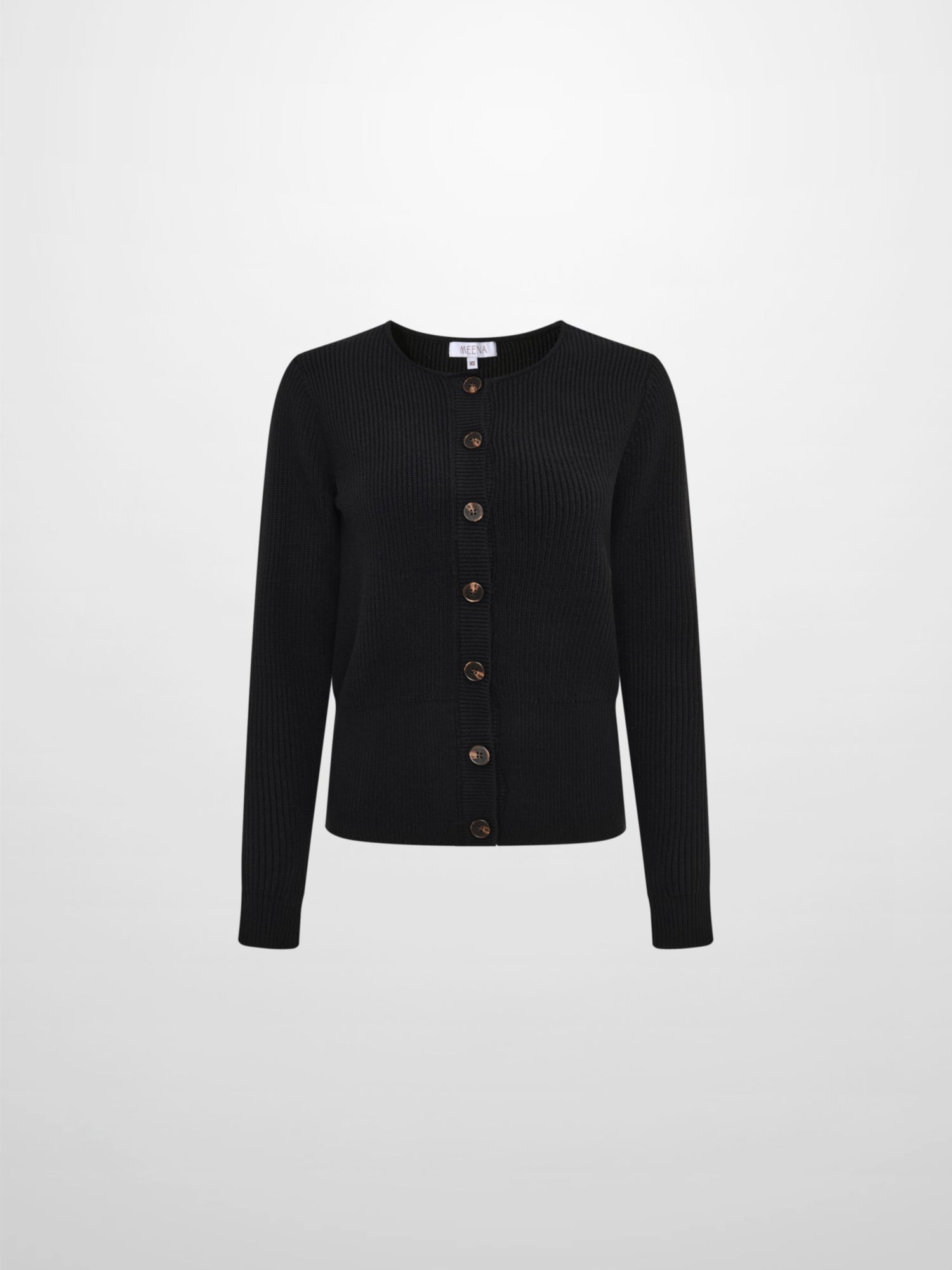 Boxy Crew Neck Button Down Cardigan - Black