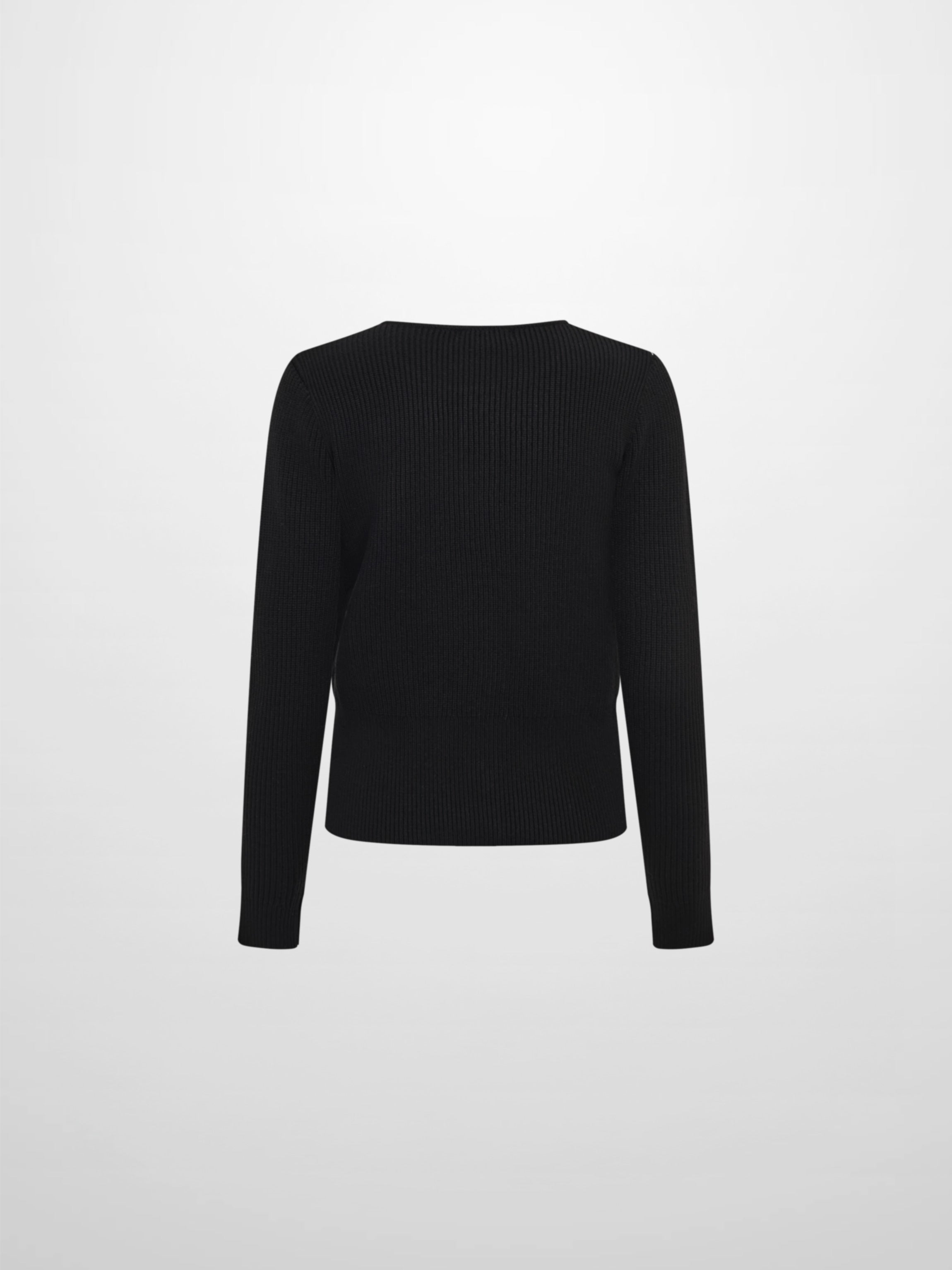 Boxy Crew Neck Button Down Cardigan - Black