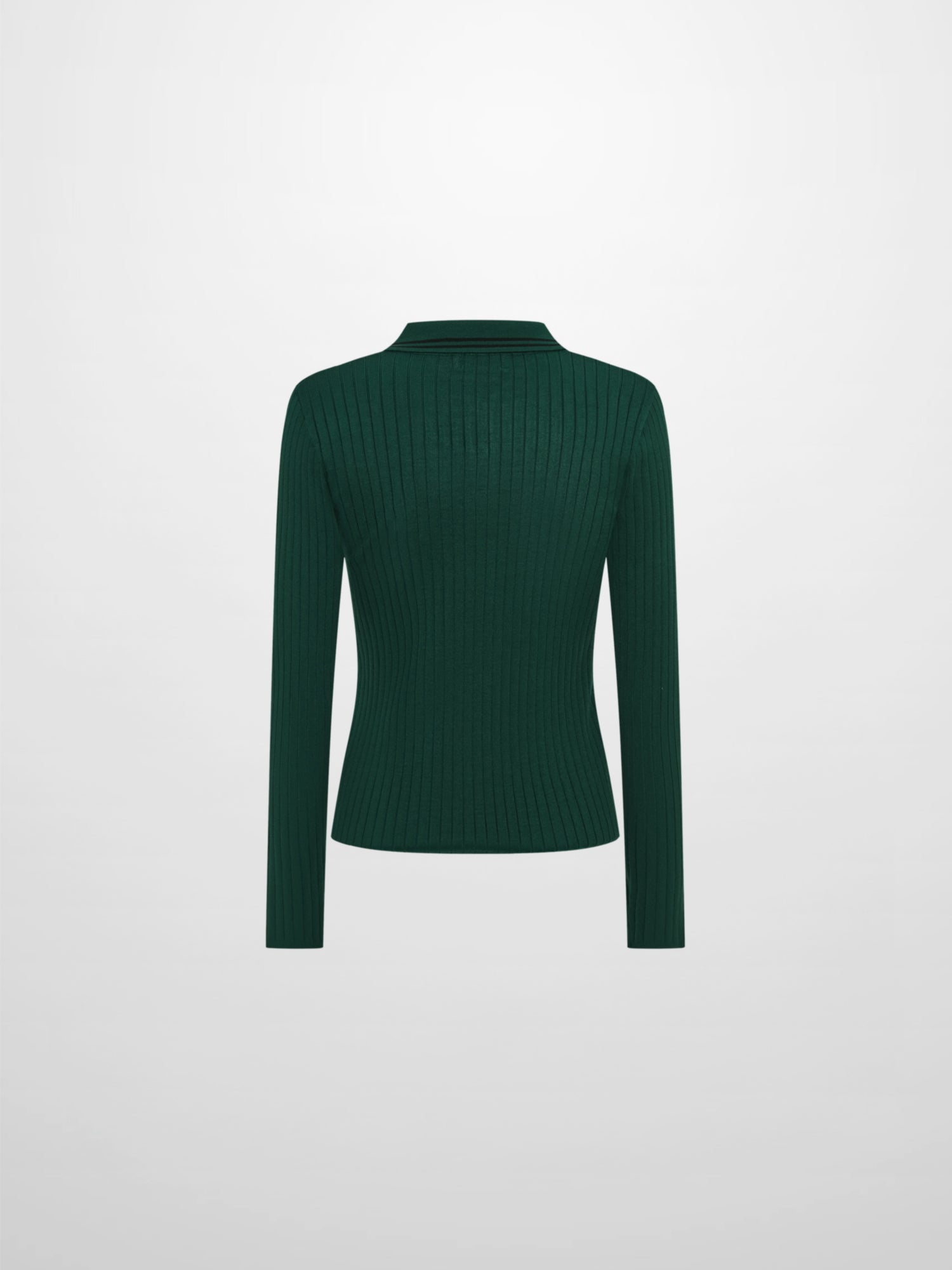 Ribbed Polo Sweater - Green/Grey Stripe