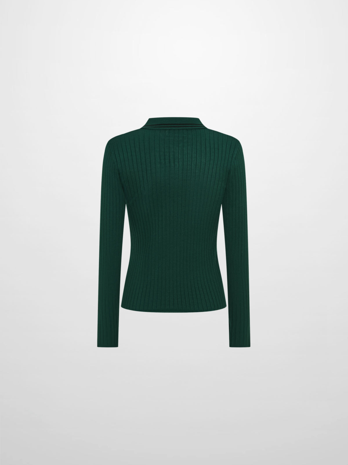 Ribbed Polo Sweater - Green/Grey Stripe