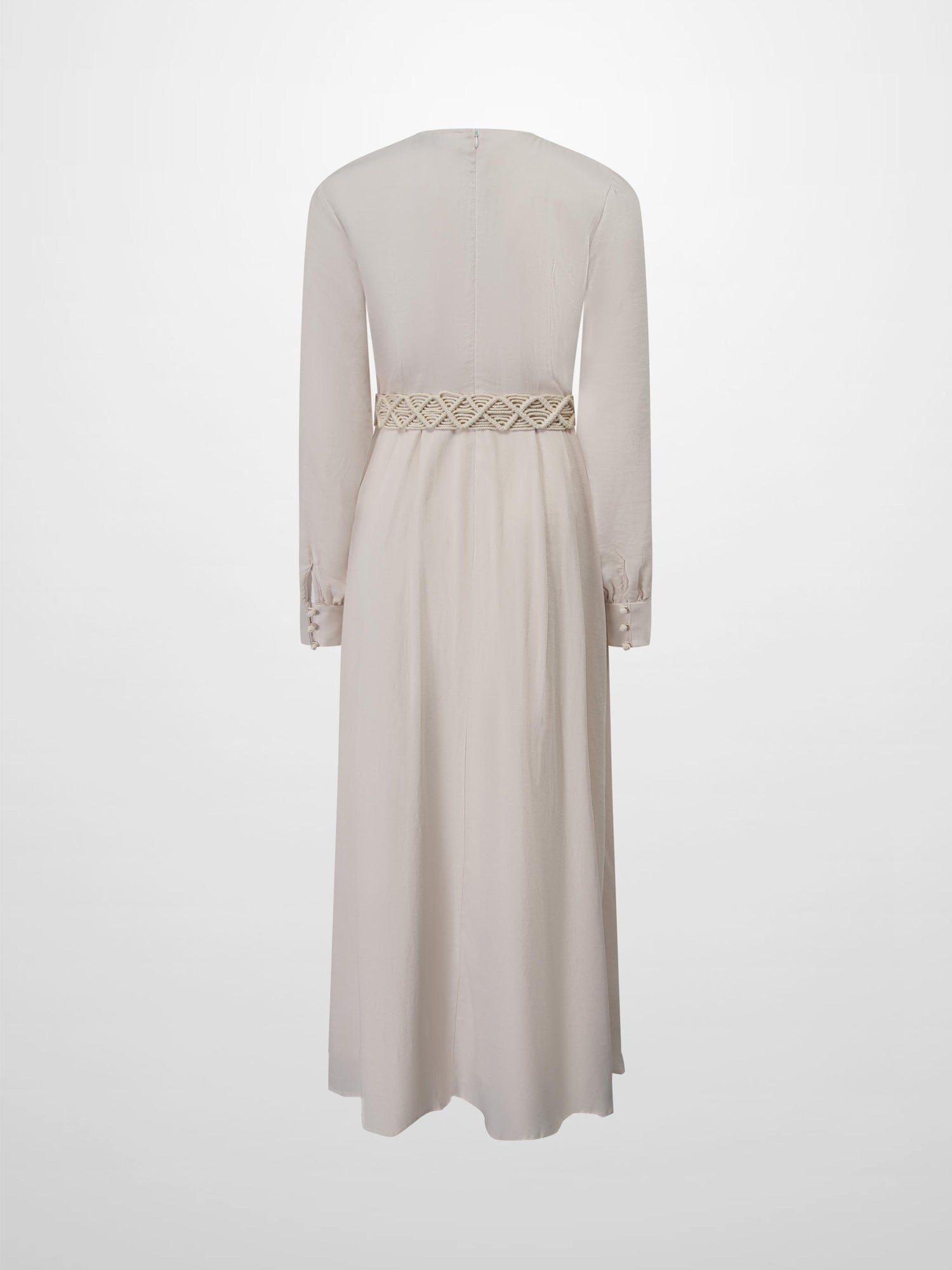 Pleat Top Silk/Linen Blend Dress-Oatmeal