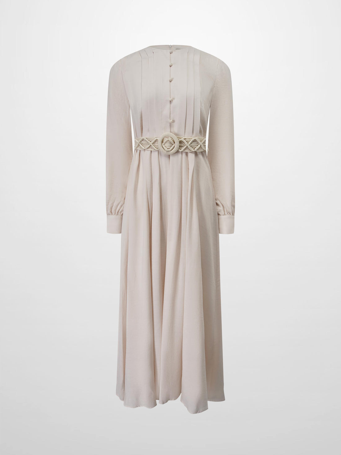 Pleat Top Silk/Linen Blend Dress-Oatmeal