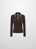 Ribbed Polo Sweater - Brown/Cream Stripe