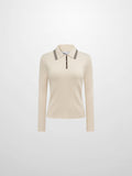 Ribbed Polo Sweater - Cream/Brown Stripe
