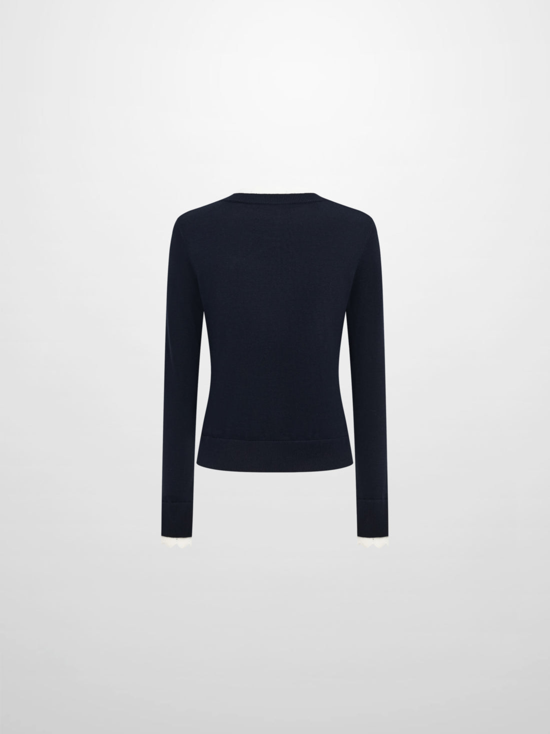 Eyelet Knit Trim Cardigan - Navy